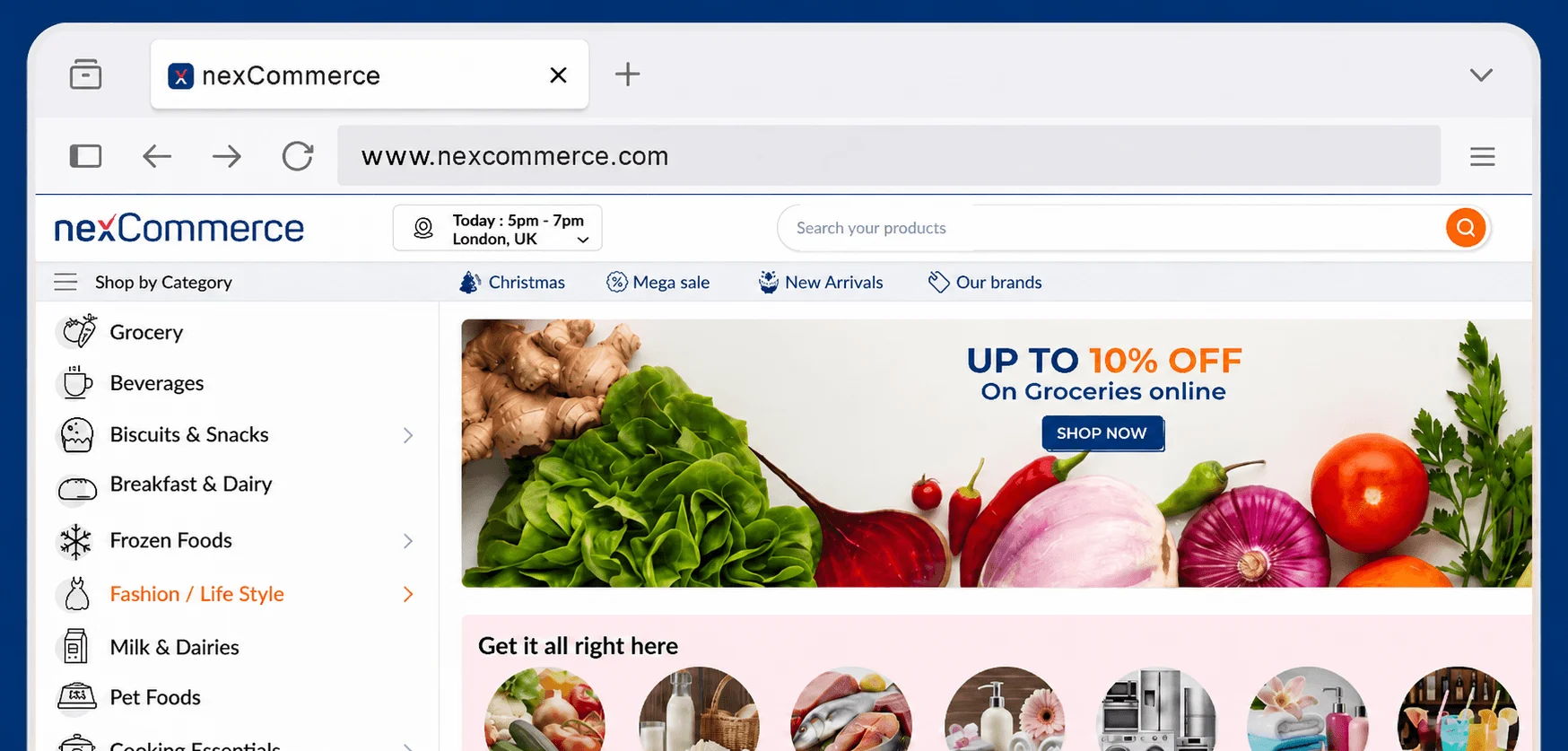 Web Commerce interface